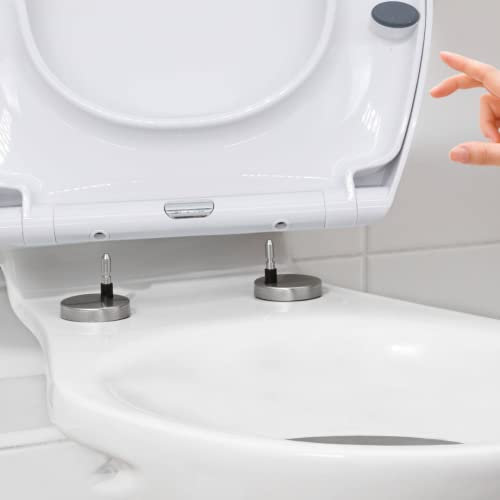 Marco Paul 18 Standard Traditional White Quick Relase Toilet Seat Universal Adjustable to Fit Most Toilets Oval Seat with Hinges & Parts Bathroom En-Suite Indoor Soft Close Toilet seat