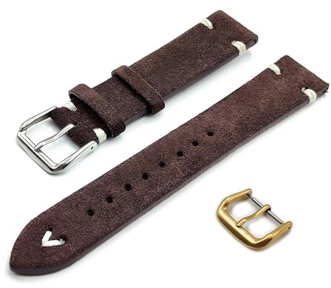 Armband aus echtem Wildleder mit Nähten, Vintage-Schnürung, 18 mm, 20 mm, 22 mm, Farbe Pepsi Tiffany, Schwarz, Blau, Grün, Braun, Schnürung