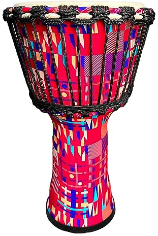 TAOSKNE Afrikanische Trommel, Djembe, Ziegenhaut-Trommel, Bongo-Trommel, Kongo, Tamburin aus Westafrika, leicht zu erlernen und tragbar, geeignet für Anfänger und professionelle Schlagzeuger (rot)
