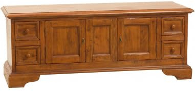 Biscottini Mueble de TV rústico rústico, 150 x 51 x 56 cm, fabricado en Italia | Mueble para TV de madera maciza de tilo | Mueble de TV para salón | Muebles de TV