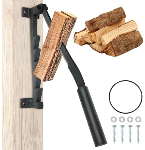 Firewood Kindling Splitter, Wall Mounted Manual Log Splitter Wood Splitter with Screws, Portable Splitting Wedge for Camping Home Outdoor