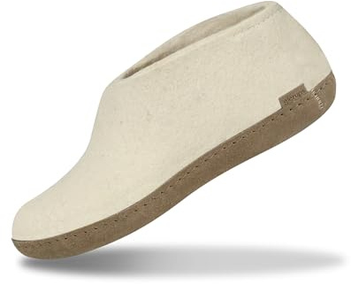 Glerups, pantofole in feltro da uomo e da donna, comode da casa, da uomo e da donna, con suola morbida in pelle, stivali in feltro da uomo e da donna, invernali, comode da donna e da uomo, bianco, 36
