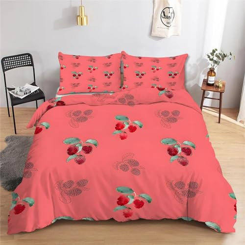 Bettwäsche 140x200 Bettbezug Winter Bettwäsche-Sets Leder Rot 3D Muster Weich Baby bettwäsche Set Hypoallergen Kinder bettwäsche mit 2 Kissenbezüge 80x80 cm