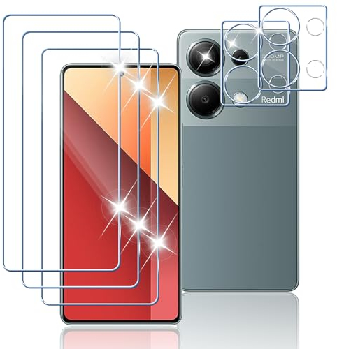 Tomooo Verre Trempé pour Xiaomi Redmi Note 13 Pro 4G, Contenir 3 Protection écran et 2 Caméra Protecteur, HD Transparent, Sans Bulles, Dureté 9H Glass, Ultra Résistant Film vitre Protection écran