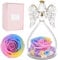 Miofula Rosa Stabilizzata Angelo Regalo Donna Mamma Nonna,Rosa Eterna in Angeli Figurine,Rose Stabilizzate Idee Regalo Compleanno Anniversario Festa della Mamma San Valentino per Mamma Nonna Fidanzata