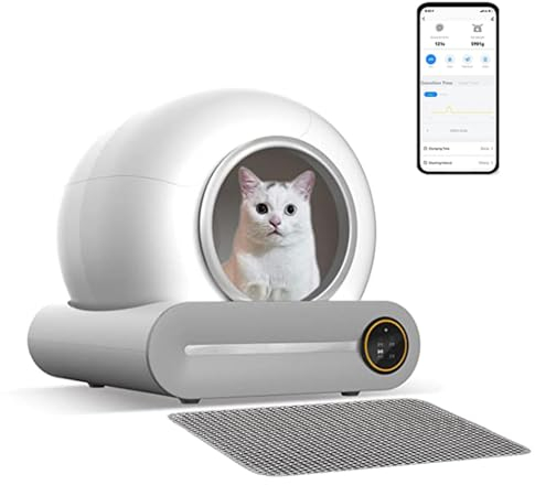 LitièRe à Nettoyage Automatique, Poubelle Litiere Chat /65l+9l Grande Capacité/éLimination des Odeurs/ContrôLe App, Litiere Autonettoyante Chat pour Plusieurs Chats