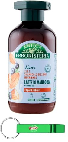 12 x Antica Erboristeria 2 in 1 Pflegeshampoo Mandelmilch, Shampoo und Spülung für raues Haar mit natürlichen Inhaltsstoffen + Schlüsselanhänger Beni Culinari gratis