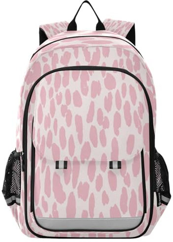 HMZXZ Zainetto con stampa leopardata rosa zaino per la scuola zaino leggero per laptop zaino da viaggio per studenti zaino leopardato con strisce riflettenti, Multi