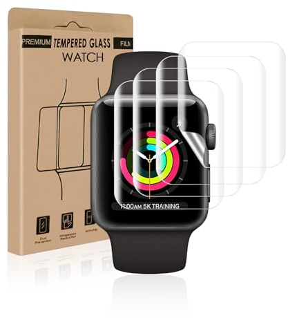 Bodyguard Schutzfolie für Panzerglas für Apple Watch Series 4/5/6/SE/SE2 (44mm), Flexibilität Hydrogel, Anti-Kratz, Bruchsicher, Blasenfrei, Maximale Abdeckung, 4 Stück HD iWatch 44mm Displayschutz