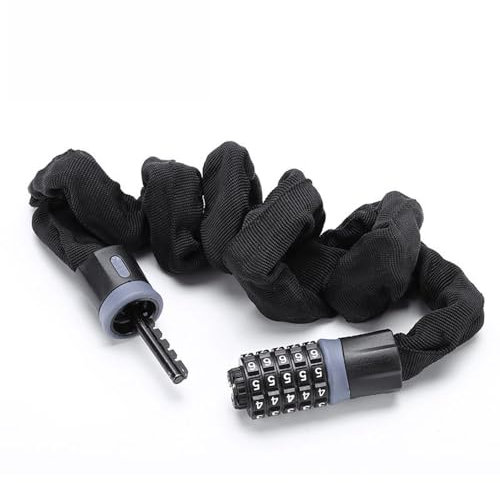 Vllcsla Bike Lock Heavy Duty 1.5M/1.2M/0.9M/0.6M, 5-Digits Codes Resettable, High Security Bike Chain Lock, No Keys, Anti-Theft Cycling Chain Locks, Dust Cover, for Bike, Cycle, Moto, e-Bike (1.5m)