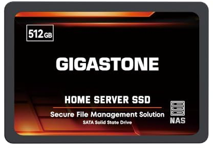 Gigastone Home Server SSD 512GB NAS SSD Drive Cache 24/7 Durevole TLC Alta Endurance Personal Cloud Data Sync Network Attached Storage RAID 3D NAND 2.5 SATA Interni Hard Disk a stato solido
