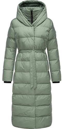 Ragwear Damen Wintermantel Warmer Steppmantel lang mit Kapuze Niara Long YOUMODO Dusty Green Gr. L