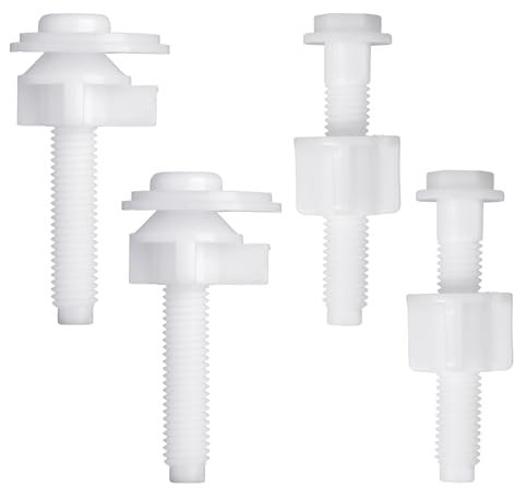 4 Set Toilet Seat Screws Bolts Replacement Kit Replacement Toilet Seat Hinge Bolt Screws with Nuts Washers Universal White Plastic Toilet Seat Screws Toilet Seat Repairing Fixing Accessories