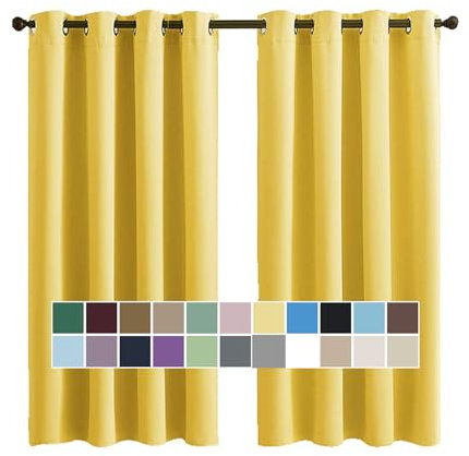 CHENG Schlaufenvorhang Curtains, Vorhang Modern, Blickdicht Geräuschreduzierung leichte weiche, für Dekoration Weihnachten, 100x160cm(HöhexBreite), Gelb, 2er Set
