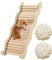1 Stück Hamsterleiter, 2 Stück Weiße Sepak-Takraw-Bälle, Wellenleiter, Holzleiter, Haustierleiter, Hamster-Lebensraumleiter, Kletterspielzeug
