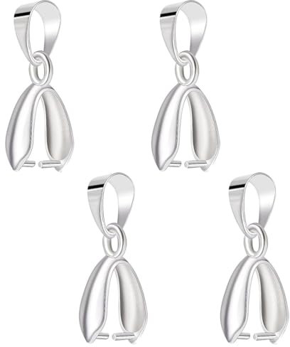 LoveVoos 4 Stück Sterling Silber 925 Schmuck Anhänger Ösen, Kettenverschluss Anhängeröse Kettenanhänger Ösen Clips Verschluss Anhängerschlaufe für Armband Halsketten Anhänger Verbind