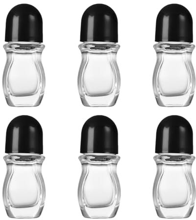 Bohue 6pcs Deodorant Glass Roller Bottles Refillable Massage Roll-On Bottles Empty Rollerball Bottles Essential Oils Roller Bottles for Essential Oils Sunscreen Moisturizer (30ml)