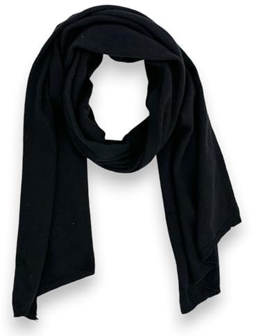 Ziona Damen Schal aus Kaschmir-Gemisch Made in Italy 175x40cm Cashmere Halstuch (Schwarz)