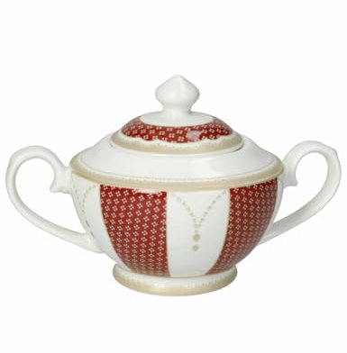 Brandani 51219 Zuccheriera Golden Eye Red in New Bone China - Eleganza e Raffinatezza per Ogni Tavola Festiva - 16x16x10hcm