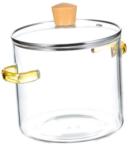 SEWOART Cacerola De Cristal Asas Ergonómicas 2300 Ml Vidrio Resistente a Altas Temperaturas Para Estufa Ollas Soperas Tapa y Gran Capacidad Uso Doméstico y Profesional