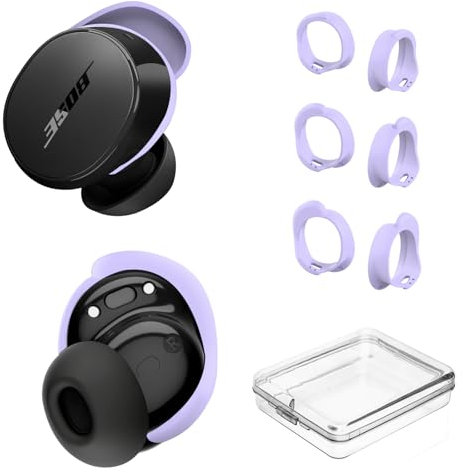 [3 Pairs] Ear Tips Covers for Bose New QuietComfort Earbuds (2024), Silicone Sport Ear Hook Cover Accessories for Bose New QC Earbuds, Anti-Slip Replacement Eartip Fit Kit (S,M,L) (Lilac)