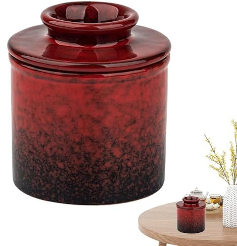 Encimera para Mantequilla, Tarro de Mantequilla | Recipiente para mantequilla de cerámica con tapa,Vasija de cerámica para guardar mantequilla, vasija de mantequilla hermética al agua decorativa para