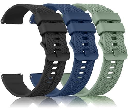 Tobfit Garmin Lot de 3 bracelets de rechange en silicone pour Garmin Venu Sq/Venu Sq 2 20 mm pour homme et femme (noir/bleu/vert)