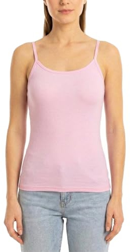 Miss Rouge Débardeur Rose à Bretelles Fines Femme – Top Viscose Élastique Taille Unique 38-40