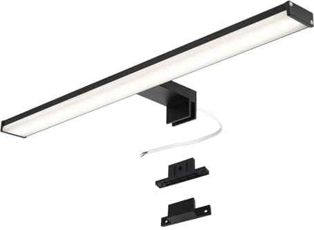 Alpinaluz Aplique LED para Espejo de Baño – Luz Blanca Neutra 4000K – IP44 – Carcasa de Aluminio y Soportes en Policarbonato Negro – Montaje en Espejo, Pared o Mueble (50cm 12W)