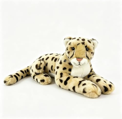 RLOMUTE Leopard-Zoo Geschenk Plüschtier realistisches Stofftier weiches Spielzeug kuscheliges für Gastgeschenke Schlafzimmer Heimdekoration Sammlergeschenk für Kinder Jungen Mädchen 14 Zoll braun