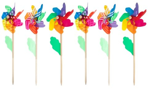 Milisten 6pcs Colorful DIY Pinwheel for Handheld Windmills for Outdoor Fun Garden Decor Attractive Rainbow Design for Parties Home School
