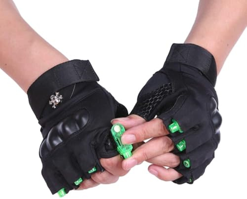 YUANYUYING Guantes Iluminados - Guantes con Linterna LED Recargable para Fiestas, Halloween, Raves - Efecto Esqueleto