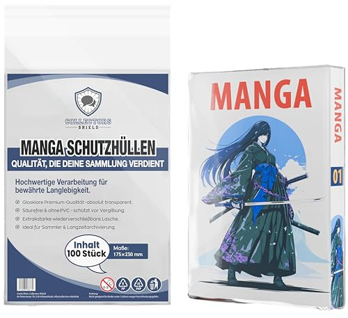 Collectors Shield | Manga & Webtoon Schutzhüllen – Größe XL (175 × 230 mm) – 100 Stück – Transparente Schutzfolien für Manhwa, Manhua & Manga-Sammelbände – Manga Bags/Comic Bags