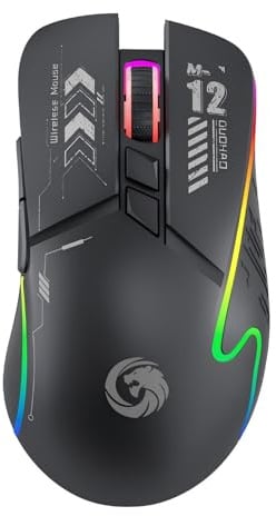 Zenbanzer Wireless Mouse, Wireless Gaming Mouse with Mute Buttons, RGB Backlit, 2.4GHz with USB Receiver,Type-C Changing 800/1200/1600 Three Levels DPI adjustment for Laptop, PC, Mac,Ipads,Black