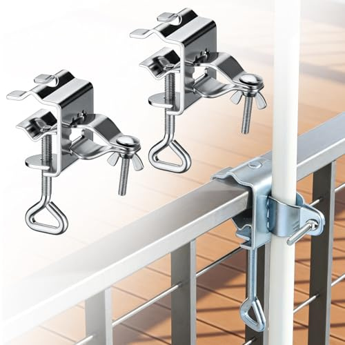 Lot de 2 supports de parasol pour balustrade de balcon, pince de table pour parasol de jardin, support de parasol portable, pince de table pour fixation de parasols, balustrades de balcon, terrasses