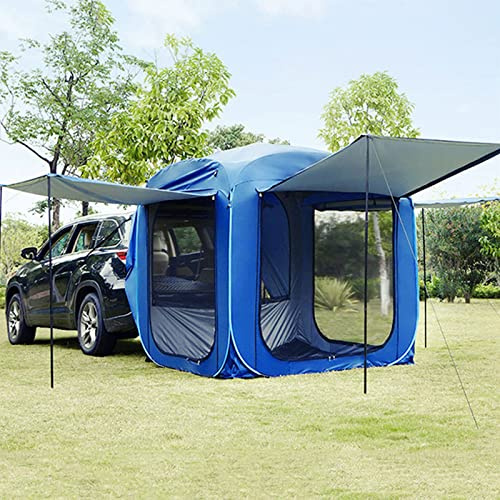 BKSXSOP Tailgate Awning Car Tent - Automatic Big Space Rear Extension SUV Tent, Free To Build Portable Van Trunk Cover, UV Protection Coating Water Proof For Camping, Sedan