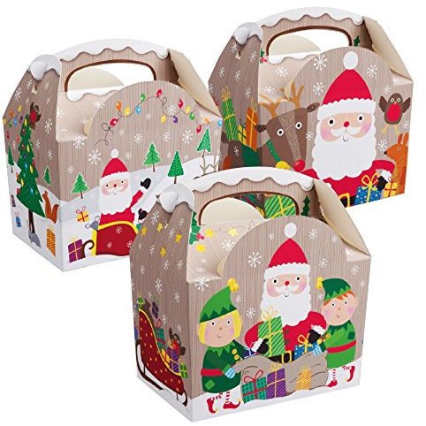 100 Childrens Kids Christmas Xmas Carry Food Meal Picnic Birthday Party Bag Boxes