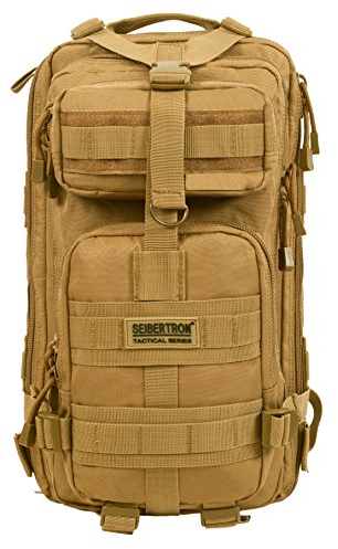Seibertron Falcon Taktischer Militärischer Rucksack Kompakt Angriff für Wandern Reisen Trekking Tasche Tactical Bag Assault Backpack Military Camping Pack Outdoor Daypacks (Khaki 27L)