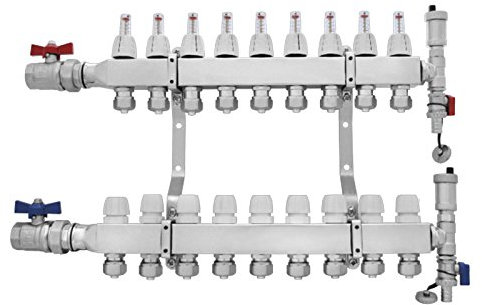 Heizkreisverteiler Edelstahl mit Durchflussanzeige 2 Heizkreise für Fußbodenheizung von Capricorn