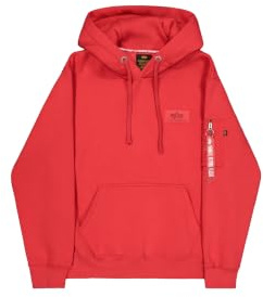 Alpha Industries Men's Back Print Hoody Hooded Sweat Sweatshirt, Speed Red, S