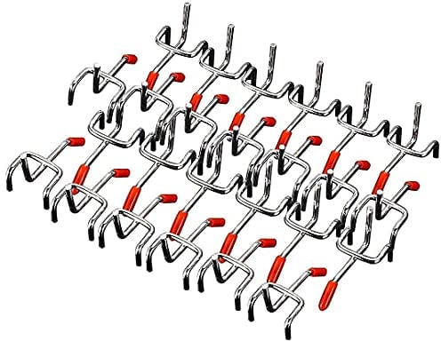 Lvcky Ganci singoli per pannelli forati, espositori a muro e scaffalature da negozio, 25 pezzi da 50 mm