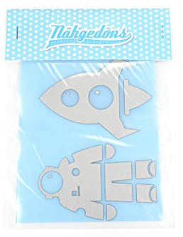 Nähgedöns.de Reflektierende Bügelbilder Set | Reflektorfolie zum Aufbügeln | Astronaut & Rakete | 2x 10 cm Silber