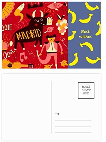 Madrid, Spanische Bullfight Musik Fiesta Banana Postkarten-Set, Danksagungskarte, Postkarte, Seite Postkarten, 20 Stück
