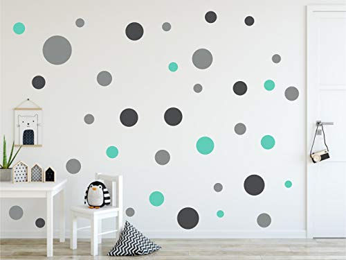 Timalo® 60 Stück Wandtattoo Kinderzimmer bunte große Kreise Pastell Wandsticker – XL Aufkleber Punkte | 73080-SET16-60