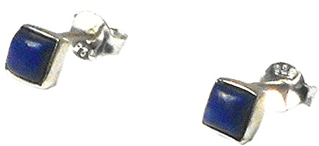 Quadratische Ohrstecker LAPIS LAZULI Sterling-Silber 925 4 mm
