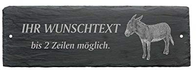 Schild Türschild ESEL - mit Wunschtext - aus Schiefer - 22 x 8 cm