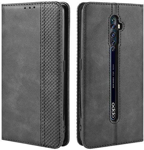 HualuBro Funda para OPPO Reno 2Z / 2F, Carcasa de Protectora Cuero PU Billetera Cartera Plegable Funda [Ranuras de Tarjeta] Flip Cover para OPPO Reno2 F/Reno 2 Z Case (Negro)