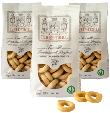 Terre Dei Trulli Taralli Pugliesi Con Olio Extravergine D'oliva 3pz Da 250g | Taralli Artigianali Per Uno Snack Veloce E Gustoso, Snack Salati | Made In Italy