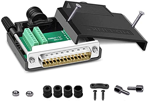 PENGLIN DB25 Lötfreier RS232 D-SUB-Serienadapter, 16 mm dünner 25-poliger Anschluss Lötfreie Breakout-Anschlussplatine mit Gehäusezubehör (Stecker)