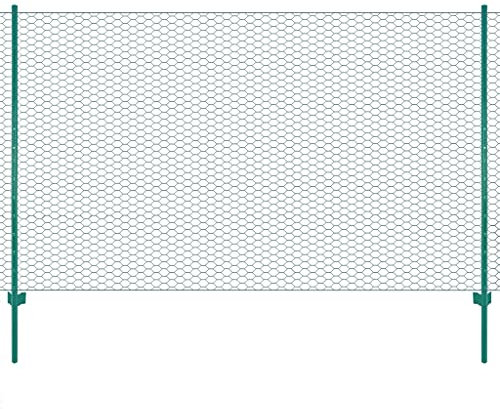MUSEVANE weidezaun sichtschutz zaun hühnerzaun mit Pfosten Stahl 25 x 2 m Grün